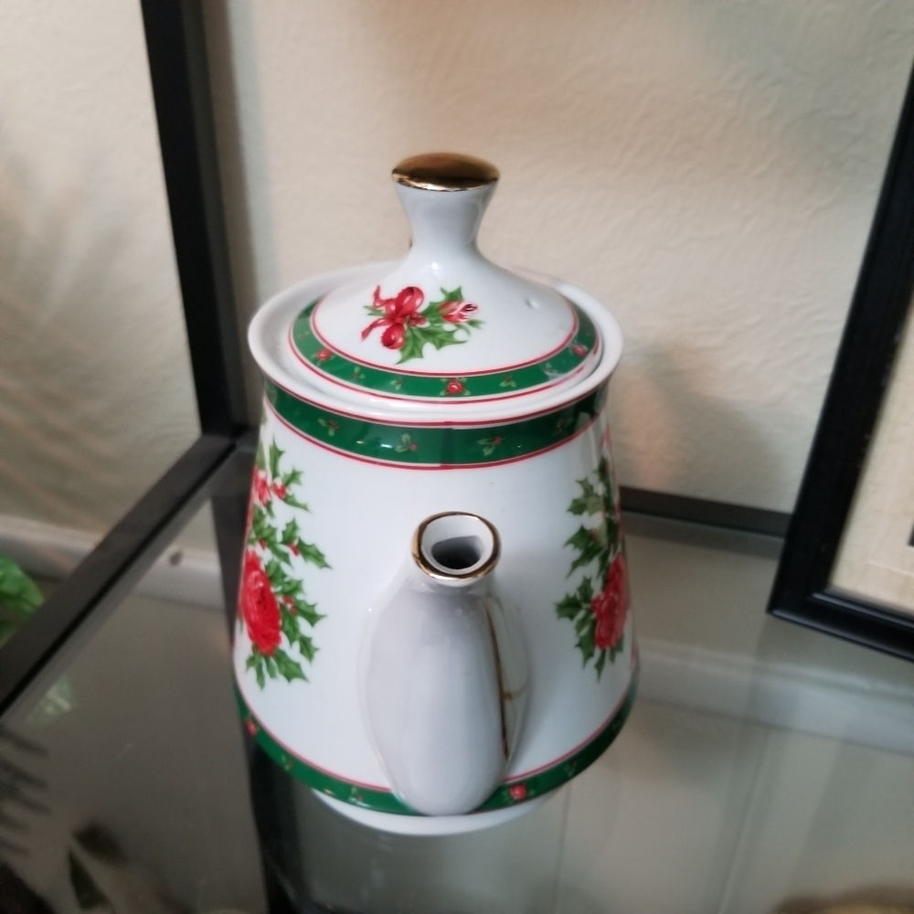 Teapot Christmas Rose By Lefton China 1990 - Picture 5 of 6